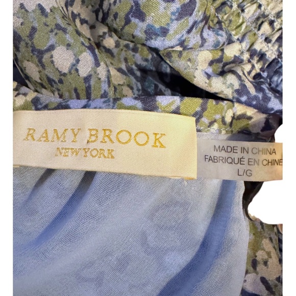 Ramy Brook Blue Green Silk Printed Drop-Waist Dress – Size L - Picture 6 of 6